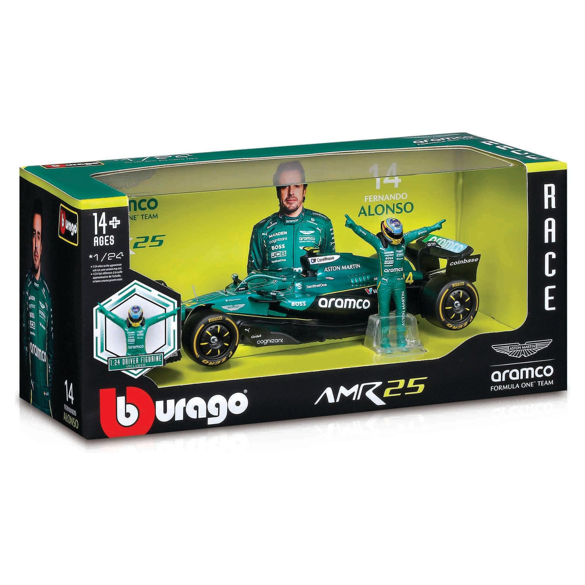 Aston Martin AMR25 Alonso 1:24 con Figura