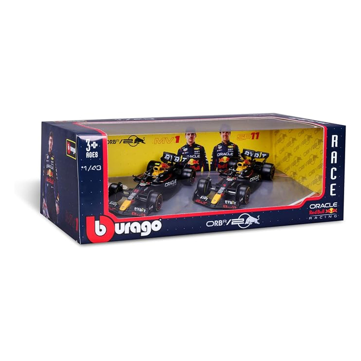 Set 2 Miniaturas Red Bull RB19 – Verstappen y Pérez (1:43) – Burago