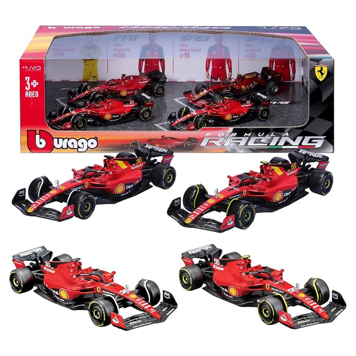 Set 4 Coches Ferrari F1 2022-2023 1:43