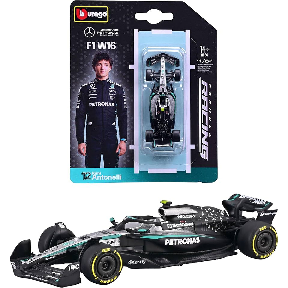 Mercedes-AMG F1 W16 Antonelli 2025 – Escala 1:64